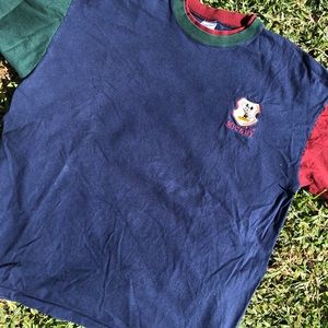 Vtg Mickey Mouse Embroidered Velva Sheen T-shirt